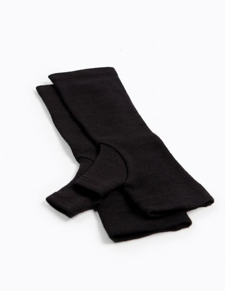 morgane le fay fingerless gloves spun from naturally insulating heavy wool jersey.