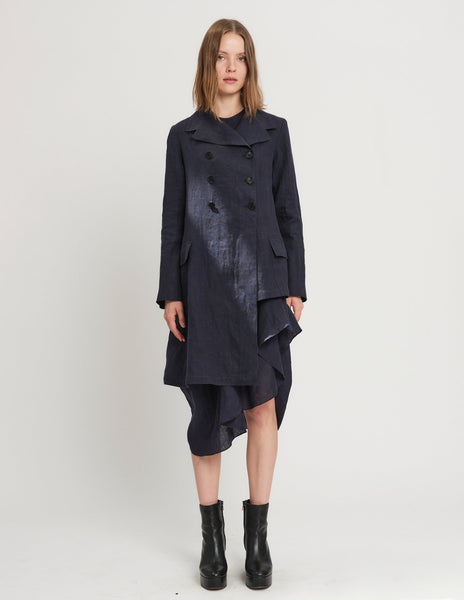 Fay double-breasted short trench coat - Black